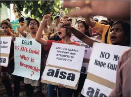  ??  ?? Indian students protest against incidents of rape in New Delhi, India. Women’s rights campaigner­s in India say countless rape videos circulate online with few of them reported to the police. Picture: Associated Press