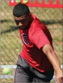  ?? ?? Cedartown’s Kam Palacios watches his return during his No. 2 singles match against Madison County on Tuesday, April 18.