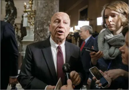  ?? J. SCOTT APPLEWHITE — ASSOCIATED PRESS ?? House Ways and Means Committee Chairman Kevin Brady, R-Texas, whose panel is charged with writing tax law, talks to reporters Thursday on Capitol Hill in Washington.