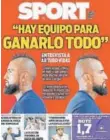  ??  ?? ► La portada de hoy de Sport.