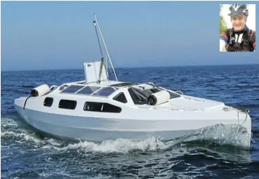  ?? /Supplied ?? Own steam: The Vaquita II, a pedal-powered vessel in which Neels Terblanche (inset) plans to circumnavi­gate Africa.