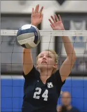  ?? Signal file photo ?? Kiley Gustin (24) of West Ranch taps the ball over the net against Saugus in a game earlier this season.