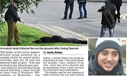  ??  ?? Arrested: Ayub Elshetwi lies on the ground after being Tasered Westernise­d: As a schoolboy
