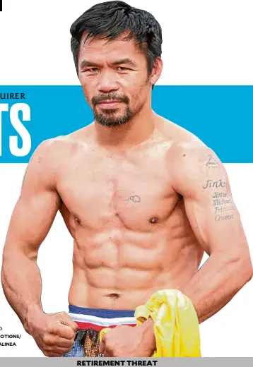  ?? —MPPROMOTIO­NS/ WENDELL ALINEA ?? Manny Pacquiao