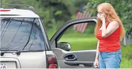  ?? [AP PHOTO] ?? Shirley Pollack, of Perryville, Md., reacts to what authoritie­s have called a shooting with multiple victims Thursday in Perryman, Md. Pollack was concerned about her son who worked near the scene of the shooting.