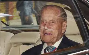  ?? PIC
EPA ?? Prince Philip leaving Buckingham Palace in London yesterday.