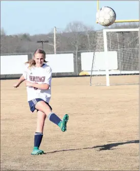  ??  ?? Molly Cason and the Heritage Middle School Lady Generals shut out Lakeview, 3-0, last week. (Catoosa County News file photo/Scott Herpst)