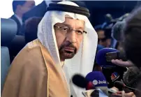  ?? AFP ?? Khalid Al Falih says no consensus yet among oil producers about cutting production. —