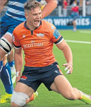  ?? ?? Edinburgh’s Darcy Graham celebrates his try last night