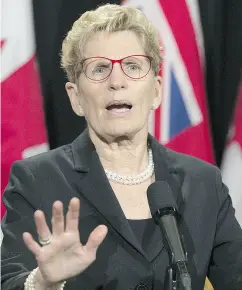  ?? STAN BEHAL / TORONTO SUN / POSTMEDIA NETWORK ?? Ontario Premier Kathleen Wynne