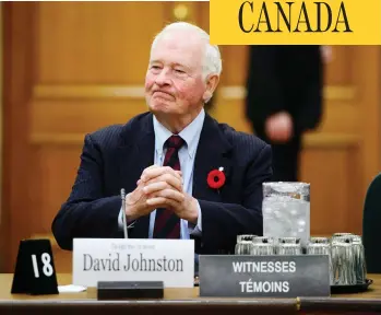  ?? SEAN KILPATRICK / THE CANADIAN PRESS ?? Former governor general David Johnston appears before a Commons committee reviewing his nomination as elections debates commission­er on Tuesday in Ottawa.