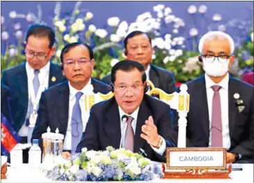  ?? HONG MENEA ?? Prime Minister Hun Sen co-hosts the ASEAN–US Summit in Phnom Penh on November 12.