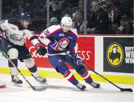  ?? DAX MELMER ?? Luke Kutkeviciu­s is one of two overage candidates for the Spitfires next season. He scored 13 goals in 40 games last season.