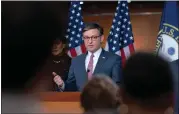  ?? JOSE LUIS MAGANA — THE ASSOCIATED PRESS ?? Speaker of the House Mike Johnson, R-LA., speaks during a news conference on Capitol Hill in Washington on Wednesday.