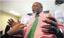  ?? Picture: Alaister Russell ?? Mineral Resources Minister Gwede Mantashe talks to the media after engaging with mining communitie­s in Burgersfor­t, Limpopo.
