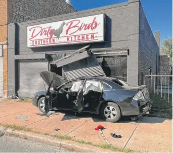  ?? CHICAGO FIRE DEPARTMENT ?? A woman waiting at a bus stop was killed after two cars collided Sept. 28 in Gresham.