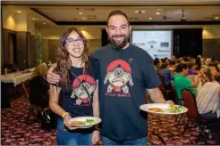  ??  ?? ABRAHAM ANDRADE (RIGHT), owner of Rolls and Bowls, located at 1627 Juan Sanchez Blvd. in San Luis, Ariz., attends the first South County Partnershi­p event put on by the Yuma County Chamber of Commerce on June 7. Andrade joined the South County...