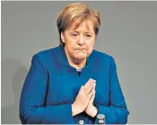  ??  ?? Angela Merkel, the German chancellor, warned she would not attend Sunday’s proposed summit if the text of the UK’S exit deal was not ready by today