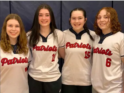  ?? COURTESY PHOTO ?? North Middlesex softball captains are, from left, Annie Mcnabb, Carolyn Brodeur, Caitlin O’brien and Erin Adams.