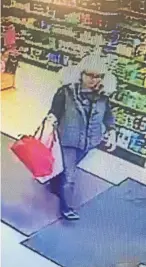  ??  ?? Left: CCTV footage of Wilma Carlin, also pictured above, in Davidson’s chemists in Aberfeldy on Tuesday. She has been missing since and police are anxious to trace her.