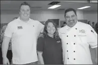  ??  ?? Greater Bryant Chamber of Commerce President and CEO Todd Rhoden, Taste of Bryant committee chairman Kim Leech and chef Serge Krikorian