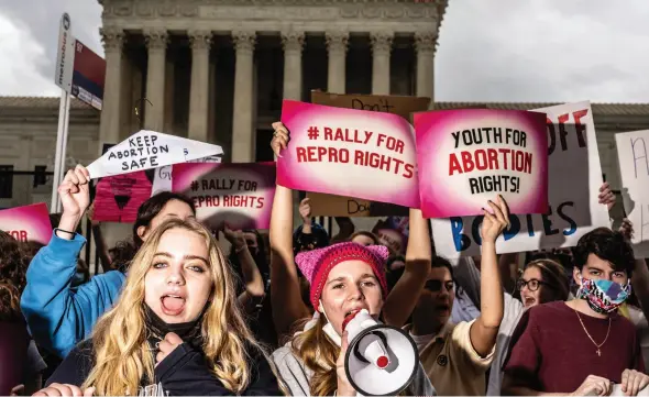  ?? ?? A PROTEST RALLY FOR ABORTION RIGHTS AT THE SUPREME COURT