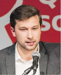  ?? THE CANADIAN PRESS FILES ?? Gabriel Nadeau-Dubois is one of 13 candidates running in the Gouin byelection. Québec solidaire calls the riding ‘progressiv­e,’ because it is made up largely of renters, students and families.