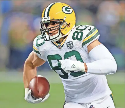  ?? JIM MATTHEWS/USA TODAY NETWORK-WISCONSIN ?? Packers tight end Jimmy Graham suffered a broken thumb Thursday night in Seattle, possibly while blocking Seahawks safety Bradley McDougald during the second quarter.