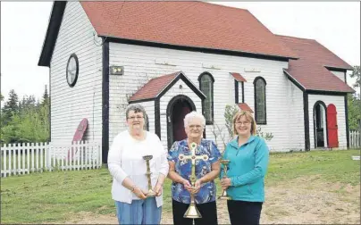  ?? BY SHARON MONTGOMERY-DUPE/CAPE BRETON POST ?? A small but mighty group, from left, Gail Boutilier, her sister-in-law, Janice Boutilier, and Janice’s daughter Susan MacDonald, have been keeping the 169year-old Christ Church in South Head going in recent years. The church now has four services a...