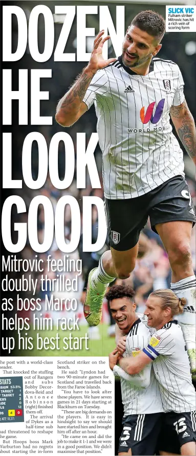  ?? ?? SLICK VIC Fulham striker Mitrovic has hit a rich vein of scoring form