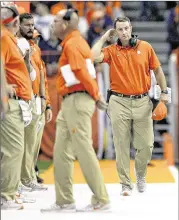  ?? ADRIAN KRAUS / ASSOCIATED PRESS ?? Coach Dabo Swinney’s Tigers beat Georgia Tech 26-7 last season and 43-24 in 2015, holding the Jackets’ option attack in check both games.