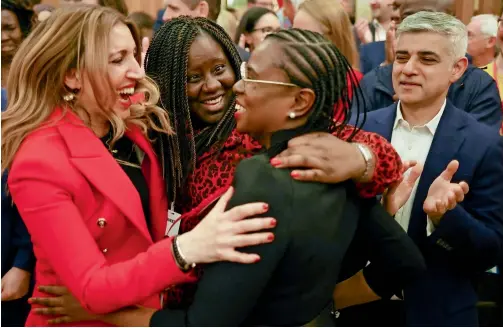  ?? London Mayor Sadiq Khan And Labour Party Mp Dr. Rosena Allin-khan Celebrate A Win Announceme­nt During Local Elections At Wandsworth Town Hall, London. — reuters ??