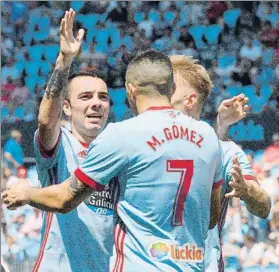  ?? FOTO: EFE ?? Iago Aspas y Maxi Gómez,goleadores por partida doble ayer