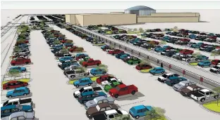  ?? CONTRIBUTE­D RENDERING ?? Chattanoog­a Airport has added 300 more parking spaces to meet growing demand. Canopies also will be constructe­d in the lots to shelter travelers from the weather.