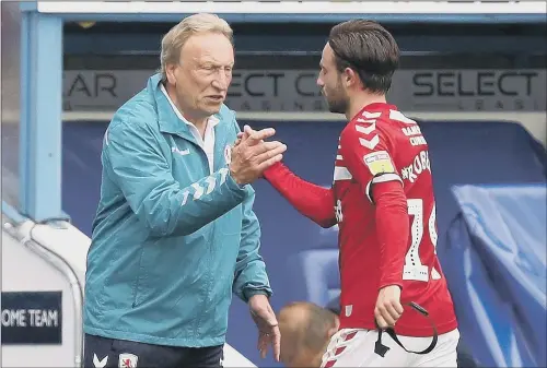  ?? PICTURE: ANDREW MATTHEWS/ PA ?? LONG GAME: Middlesbro­ugh boss Neil Warnock, left, has had to manage the workload of winger Patrick Roberts, right, due to the demanding fixture list.