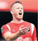  ??  ?? DOWN TO GO UP: Rooney has caused a stir by joining Salford from Aberdeen