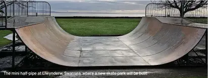  ?? ?? The mini half-pipe at Llwynderw, Swansea, where a new skate park will be built