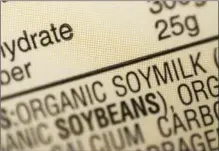  ?? PATRICK SISON, THE ASSOCIATED PRESS ?? The ingredient­s label for soymilk at a grocery store in New York.