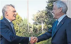  ?? (TÉLAM) ?? Cara a cara. Macri y Piñera se reunieron ayer en Cerro Castillo.