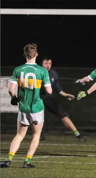  ??  ?? Eoin Moore scores a goal for O’Raghallaig­h’s. Photos: Aidan Dullaghan/Newspics