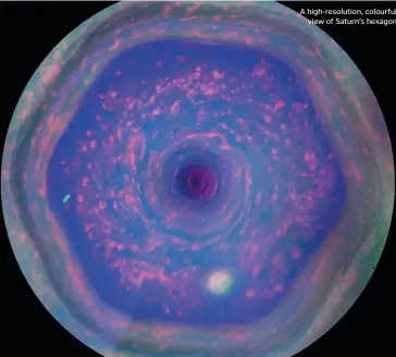  ??  ?? A high-resolution, colourful view of Saturn’s hexagon