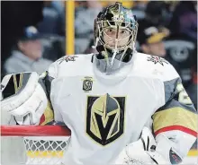  ?? ASSOCIATED PRESS FILE PHOTO ?? Marc-André Fleury posted a career best 2.24 goals-against average with a .927 save percentage in his first season with the Golden Knights.