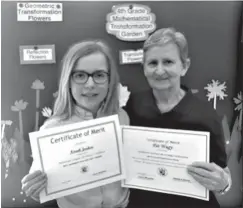  ?? Submitted photo ?? ■ Student Norah Jordan (left) with award recipient Pat Wagy.