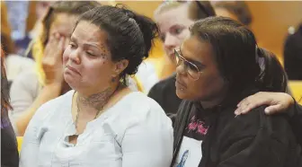  ?? HERALD POOL PHOTOS ?? SADNESS: Jaqueline Diaz, above left, is comforted by family during the arraignmen­t yesterday of Steven Toro, below, who is charged with fatally striking Diaz’s daughter, Jadee Soto, with his car last week.