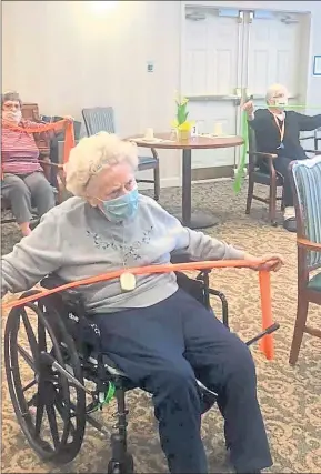  ?? PHOTO COURTESY CHESTNUT KNOLL ?? Resident Jean Schmoker works on arm strength during an exercise class at Chestnut Knoll in Boyertown.