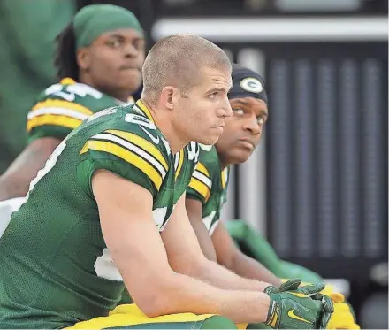  ?? ADAM WESLEY/USA TODAY NETWORK-WISCONSIN ?? If the Packers re-sign Davante Adams, it is possible that either Jordy Nelson (front) or Randall Cobb (middle) may be on their way out of Green Bay.