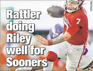  ??  ?? RATTLE’ AND HUM: Spencer Rattler and Oklahoma dropped in the polls after letting Tulane get close in a 40-35 win on Sept. 4. Lincoln Riley’s team likely will keep going full throttle against Nebraska on Saturday, figures VSiN’s Bruce Marshall.