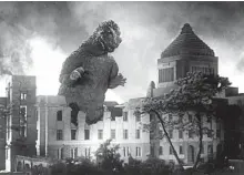  ?? Contribute­d photo / Contribute­d photo ?? Godzilla demolishes Japan’s Parliament building in his 1954 film debut, becoming a beloved movie monster.