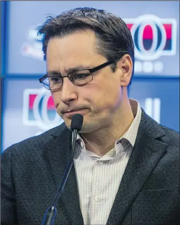  ?? POSTMEDIA FILE PHOTO ?? Sens coach Guy Boucher likely talked to the organizati­on’s brass about his ability to coach youth. His future will depend on how well he can handle the club’s prospects.