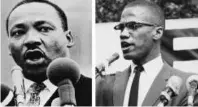  ??  ?? İkisi de sûikaste kurban giden ırkçılıkla mücadele destanının iki büyük şahsiyeti: Martin Luther King (1929-1968) ve Malcolm X (1925-1965)